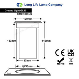 Long Life Lamps Company Outdoor Ground Walkover Lights Gu10 Ip67 Round Decking Light Stainless Steel Gl10 - thumbnail 2