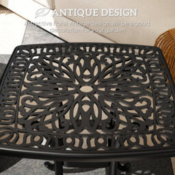 Outsunny 54 X 54Cm Aluminium Outdoor Garden Side Table W/ Umbrella Hole, Black - thumbnail 4