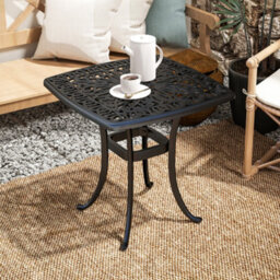 Outsunny 54 X 54Cm Aluminium Outdoor Garden Side Table W/ Umbrella Hole, Black - thumbnail 7