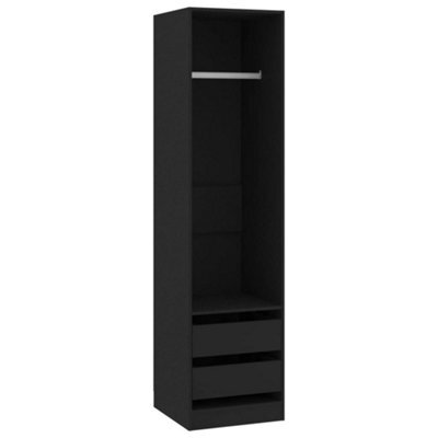 Vidaxl Wardrobe With Drawers Black 50X50X200 Cm Engineered Wood Wardrobes - image 1