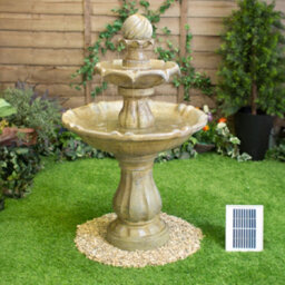 Primrose Cream Imperial Round Tiered Solar Powered Water Feature Fountain With Lights H92Cm - thumbnail 1