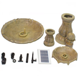 Primrose Cream Imperial Round Tiered Solar Powered Water Feature Fountain With Lights H92Cm - thumbnail 6