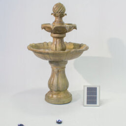 Primrose Cream Imperial Round Tiered Solar Powered Water Feature Fountain With Lights H92Cm - thumbnail 7
