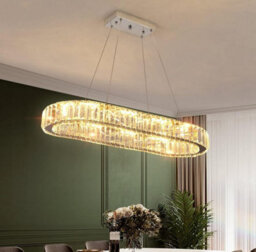 Chandelier Crystal Oval Led Pendant Light Large Crystal 70Cm (Warm White) - thumbnail 2