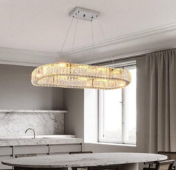 Chandelier Crystal Oval Led Pendant Light Large Crystal 70Cm (Warm White) - thumbnail 4