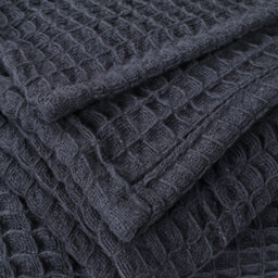 Ehc Luxuriously Soft Chunky Waffle Cotton Throws Large Sofa Bed, Sofa, Couch Blanket Bedspread, Double, 150 X 200 Cm - Charcoal - thumbnail 4