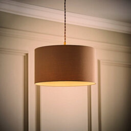 Valuelights Reni Taupe Fabric Drum Ceiling Lamp Shade And Bulb (D)35Cm