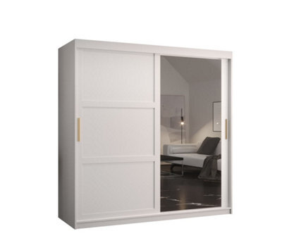 Arte Ramiro Ii Contemporary 2 Sliding Door Wardrobe 9 Shelves 2 Rails White Matt (H)2000mm (W)1800mm (D)620mm - image 1