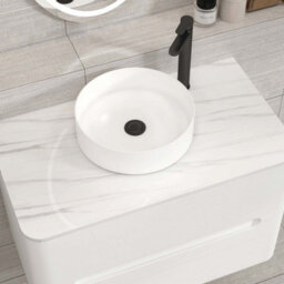 Royal Bathrooms Venice 800mm Gloss White Wall Mounted Bathroom Countertop Vanity Unit 2 Drawer With Art Basin - thumbnail 6