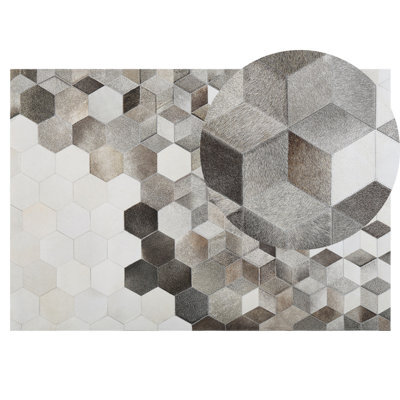 Beliani Rug Sason Grey 140 X 200 Cm Leather - image 1