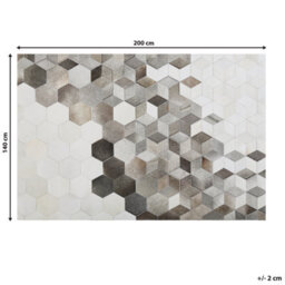 Beliani Rug Sason Grey 140 X 200 Cm Leather - thumbnail 3