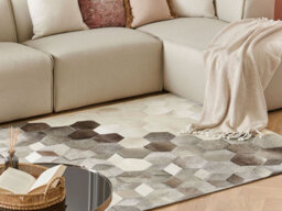 Beliani Rug Sason Grey 140 X 200 Cm Leather - thumbnail 2