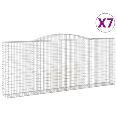 Berkfield Durable Arched Gabion Baskets 7 Pcs 400X50X160/180 Cm Galvanised Iron - image 1