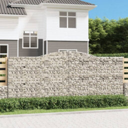 Berkfield Durable Arched Gabion Baskets 7 Pcs 400X50X160/180 Cm Galvanised Iron - thumbnail 2