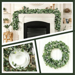 CLEFFNS 4Pcs Artificial Eucalyptus Garland 6Ft Greenery Garland Vines Faux Silver Dollar Garland White Flower Boxwood Fake Hanging Plants - thumbnail 9