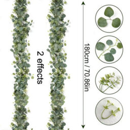 CLEFFNS 4Pcs Artificial Eucalyptus Garland 6Ft Greenery Garland Vines Faux Silver Dollar Garland White Flower Boxwood Fake Hanging Plants - thumbnail 3