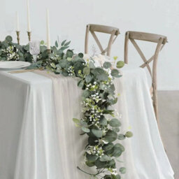 CLEFFNS 4Pcs Artificial Eucalyptus Garland 6Ft Greenery Garland Vines Faux Silver Dollar Garland White Flower Boxwood Fake Hanging Plants - thumbnail 4