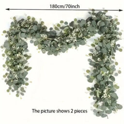 CLEFFNS 4Pcs Artificial Eucalyptus Garland 6Ft Greenery Garland Vines Faux Silver Dollar Garland White Flower Boxwood Fake Hanging Plants - thumbnail 2
