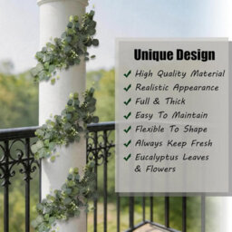 CLEFFNS 4Pcs Artificial Eucalyptus Garland 6Ft Greenery Garland Vines Faux Silver Dollar Garland White Flower Boxwood Fake Hanging Plants - thumbnail 7