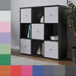 Urbn-Living 9 Cube Black Wooden Bookcase Shelving Unit With 5 Collapsible Fabric Drawers - White - thumbnail 5