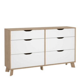 Wyld Haus Lira Jackson Hickory Oak Wood And White 6-Drawer Double Dresser - thumbnail 2