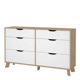 Wyld Haus Lira Jackson Hickory Oak Wood And White 6-Drawer Double Dresser - thumbnail 4