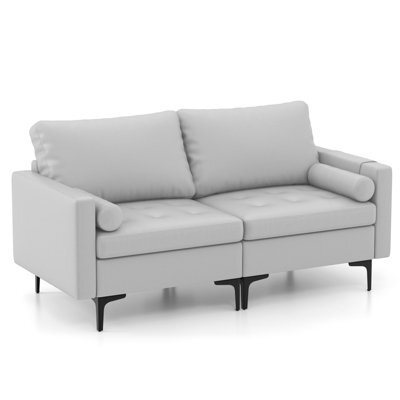 Costway Modern Loveseat 2-Seater Sofa Couch W/ Thick Cushion & 2 Bolsters - image 1