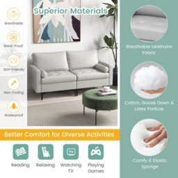Costway Modern Loveseat 2-Seater Sofa Couch W/ Thick Cushion & 2 Bolsters - thumbnail 6