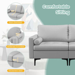 Costway Modern Loveseat 2-Seater Sofa Couch W/ Thick Cushion & 2 Bolsters - thumbnail 5