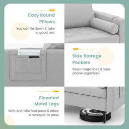 Costway Modern Loveseat 2-Seater Sofa Couch W/ Thick Cushion & 2 Bolsters - thumbnail 7