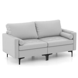 Costway Modern Loveseat 2-Seater Sofa Couch W/ Thick Cushion & 2 Bolsters - thumbnail 1