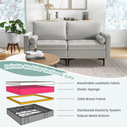 Costway Modern Loveseat 2-Seater Sofa Couch W/ Thick Cushion & 2 Bolsters - thumbnail 8