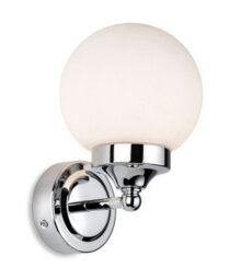 Luminosa Lighting Luminosa Louis Bathroom Globe Wall Light Chrome With Opal White Glass Ip44