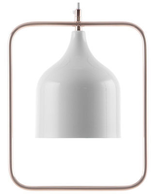 Wyld And Coco 121Cm White Metal Pendant With Copper Rectangular Frame, Industrial Elegance Ceiling Lamp - image 1