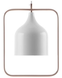 Wyld And Coco 121Cm White Metal Pendant With Copper Rectangular Frame, Industrial Elegance Ceiling Lamp - thumbnail 1