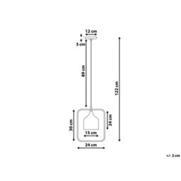 Wyld And Coco 121Cm White Metal Pendant With Copper Rectangular Frame, Industrial Elegance Ceiling Lamp - thumbnail 3