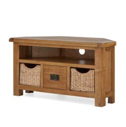 Zelah Oak 105Cm Corner Tv Unit With Baskets - Fully Assembled By Roseland Furniture - thumbnail 5