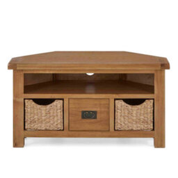 Zelah Oak 105Cm Corner Tv Unit With Baskets - Fully Assembled By Roseland Furniture - thumbnail 4