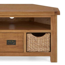 Zelah Oak 105Cm Corner Tv Unit With Baskets - Fully Assembled By Roseland Furniture - thumbnail 9