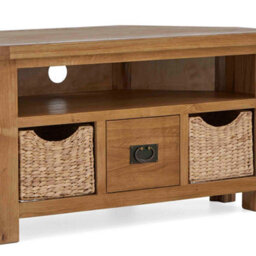 Zelah Oak 105Cm Corner Tv Unit With Baskets - Fully Assembled By Roseland Furniture - thumbnail 8