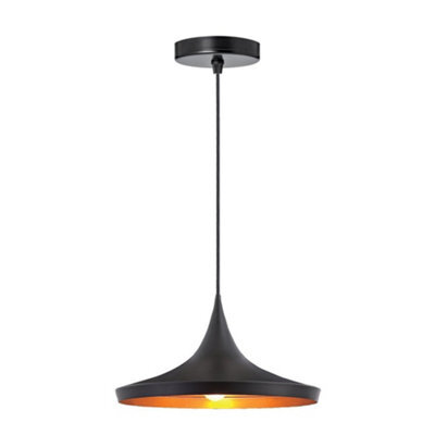 Vintage Golden Pendant Light Elegant Wide Ceiling Fixture - image 1