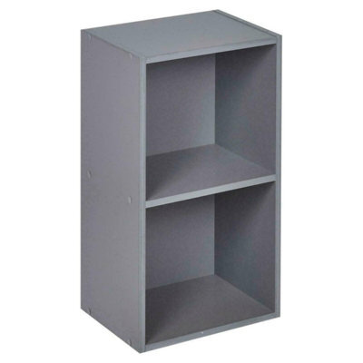 Urbn-Living Urbnliving Height 53.6Cm 2 Shelf Wooden Bookcase Shelving Colour Grey Display Storage Shelf Unit Shelves - image 1