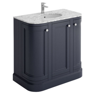Plum&clay Fairmont Traditional Curved Blue Grey Floor Standing Vanity Unit With Ceramic Basin & Marble Top (W)900mm - image 1