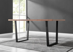 Furniturebox Uk Kylo Brown Wood Effect Dining Table & 6 Black Isco Chairs - thumbnail 8