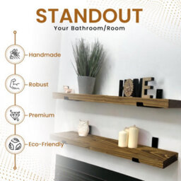 Mkgt Handcrafted Rustic Wooden Floating Shelf, Solid Wood Made In Uk Wall Mounted (Tudor Oak, 140Cm) - thumbnail 5