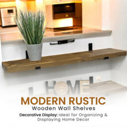 Mkgt Handcrafted Rustic Wooden Floating Shelf, Solid Wood Made In Uk Wall Mounted (Tudor Oak, 140Cm) - thumbnail 6