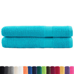 Berkfield Premium Towels Solund 2 Pcs Turquoise 100X200 Cm 600 Gsm - thumbnail 2