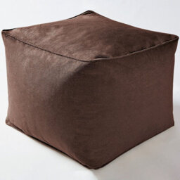 Brown Faux Suede Cube Pouffe Footrest - Stain & Spill Resistant Lightweight Square Beanbag Footstool Seat - 37 X 37 X 29Cm - thumbnail 1