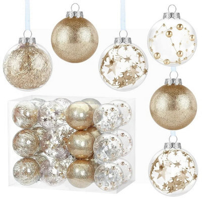 Amorly 24Pcs 6Cm Shatterproof Clear Plastic Christmas Ball Ornaments, Decorative Hanging Baubles For Christmas Tree Holiday Decor - image 1