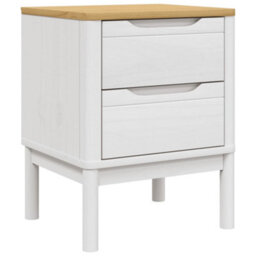 Berkfield Bedside Cabinet Floro White 45X39X57 Cm Solid Wood Pine - thumbnail 2